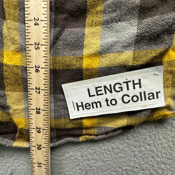 Woolrich Oxbow Bend Flannel Shirt Mens Large Long Sleeve Plaid Yellow Gray 6111 - Picture 5 of 9